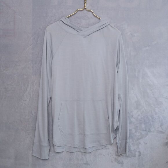 Wool& Tops - WOOL& WOOLAND Gray Trek Tunic Hoodie Size L Merino Wool Blend Outdoor Relaxed